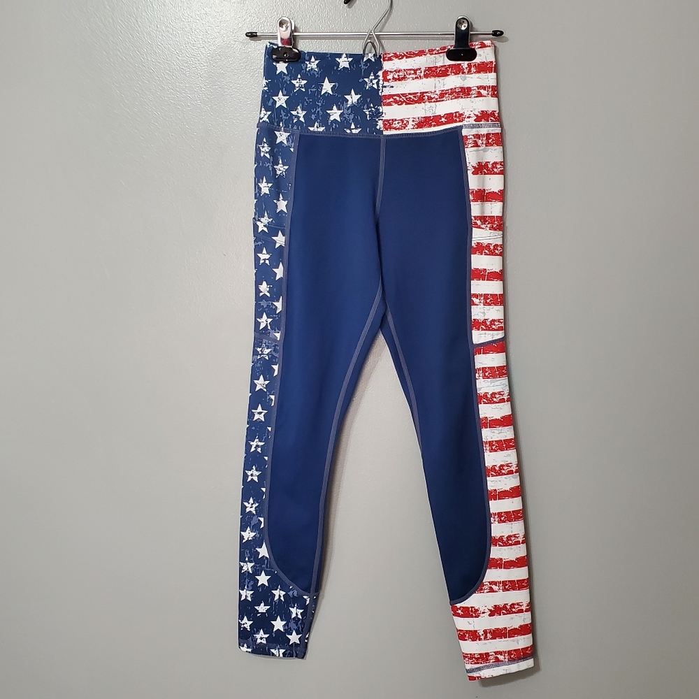 Curves N Combatboots USA Flag Leggings Womens Size XS